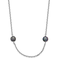 14K White Gold 16" Necklace with 8 Black Freshwater Cultured Pearls - 4-5mm by Monteluci Fine Jewelry