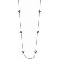 14K White Gold 16" Necklace with 8 Black Freshwater Cultured Pearls - 4-5mm by Monteluci Fine Jewelry