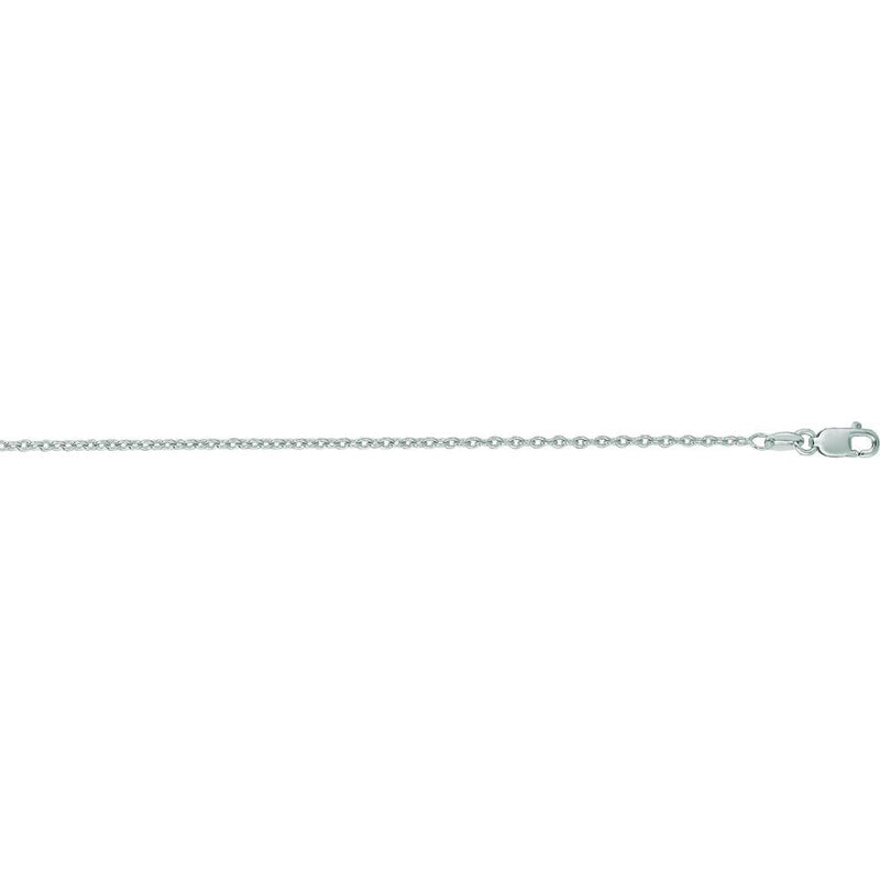 14K White Gold 16" Oval Cable Chain with Lobster Lock - 1.5mm by Orozza Fine Jewelry