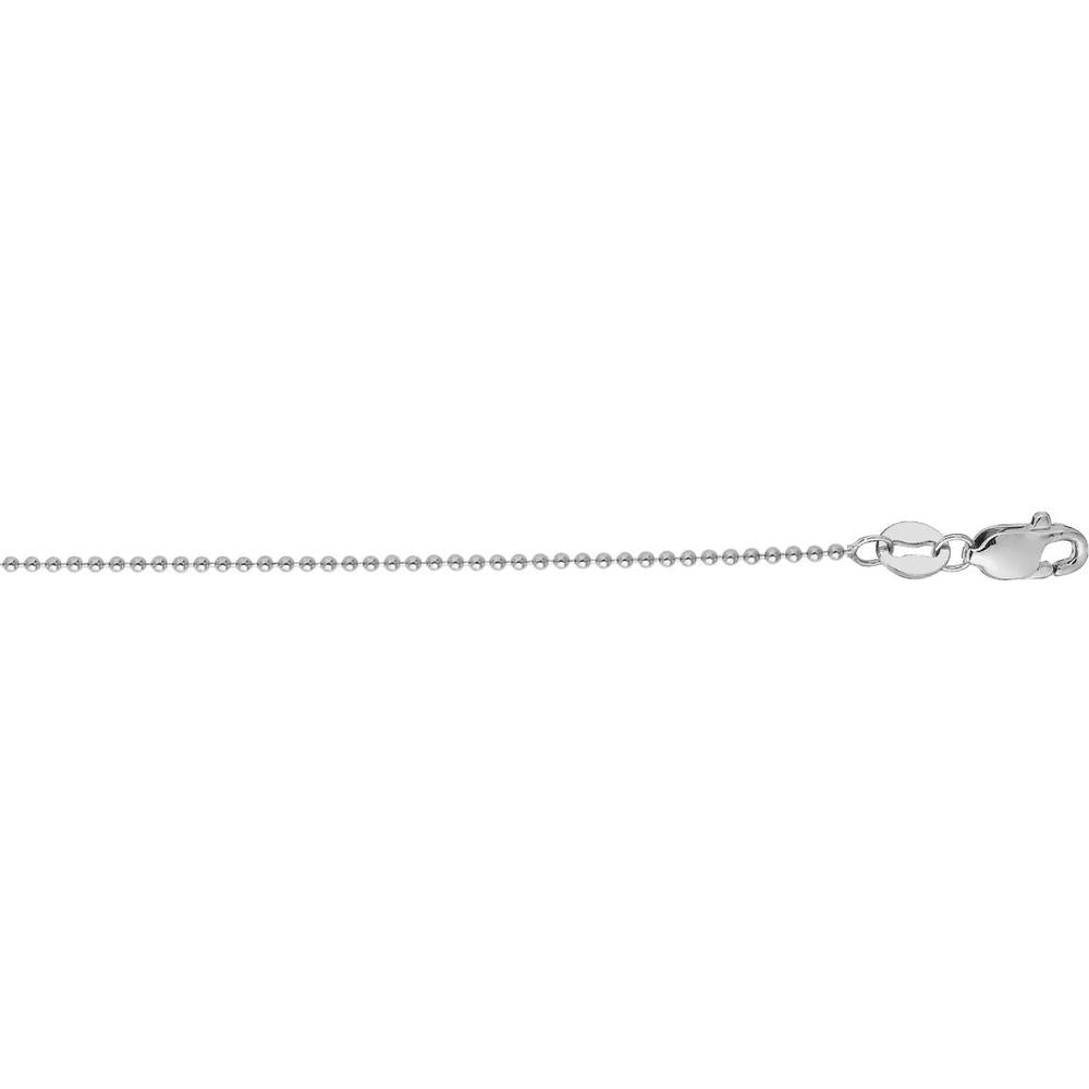 14K White Gold 16" Polished Bead Chain Necklace - 1.5mm by Orozza Fine Jewelry