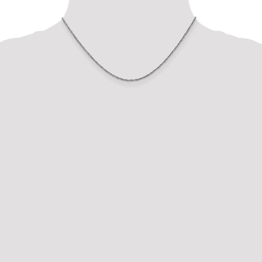 14K White Gold 16" Ropa Chain Necklace with Polished Finish and Lobster Clasp by Oro Pregiato