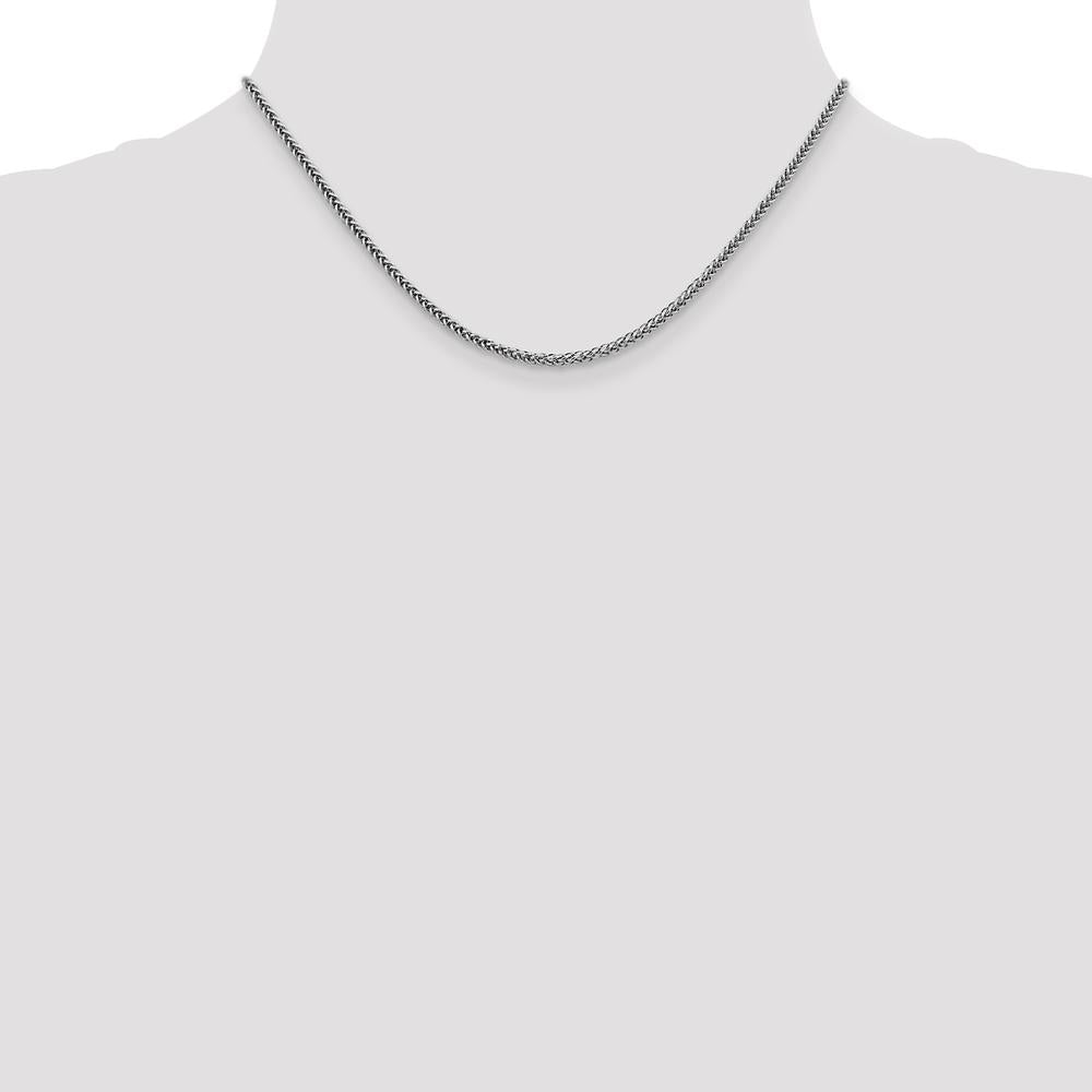14K White Gold 16" Semi-Solid 3-Wire Wheat Chain with Lobster Clasp by Oro Pregiato