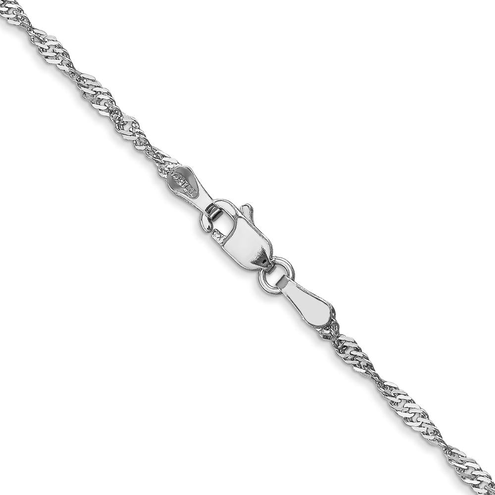 14K White Gold 16" Singapore Chain with Lobster Clasp - 1.7mm Width by Oro Pregiato