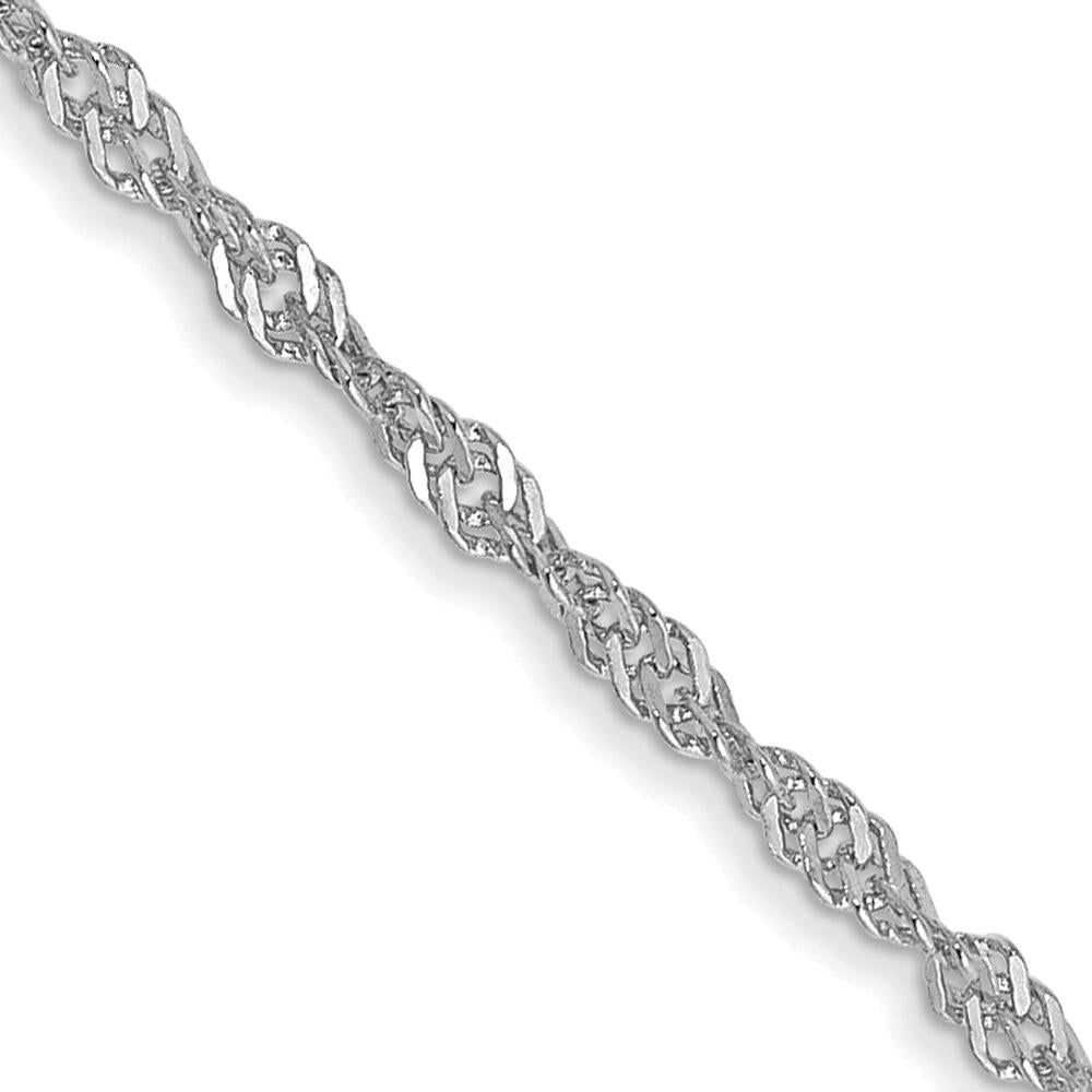 14K White Gold 16" Singapore Chain with Spring Ring Clasp - Rhodium Plated by Oro Pregiato