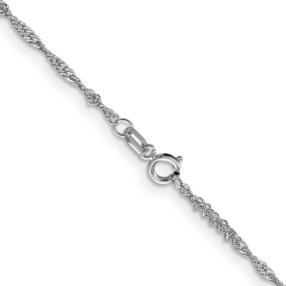 14K White Gold 16" Singapore Chain with Spring Ring Clasp - Rhodium Plated by Oro Pregiato