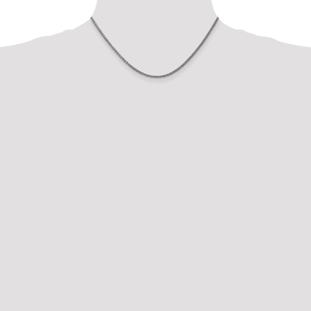 14K White Gold 16" Spiga Chain Necklace with Rhodium Plating - 1.05mm Width by Oro Pregiato