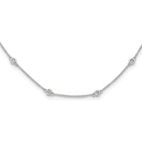 14K White Gold 16-Station Cable Chain Necklace with Bezel-Set Round Diamonds - 1/3 Carat Total Diamond Weight by Monteluci Fine Jewelry
