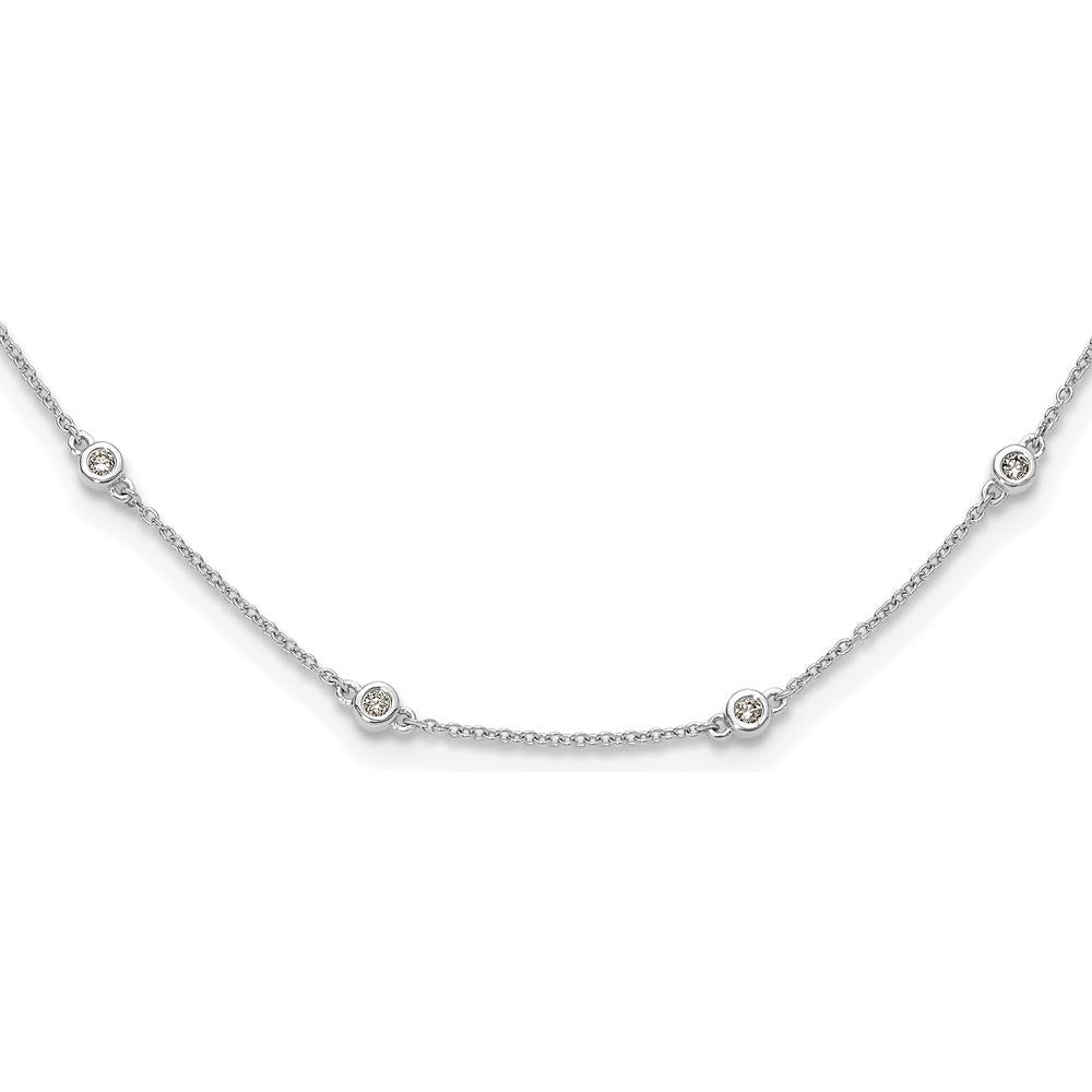 14K White Gold 16-Station Cable Chain Necklace with Bezel-Set Round Diamonds - 1/3 Carat Total Diamond Weight by Monteluci Fine Jewelry