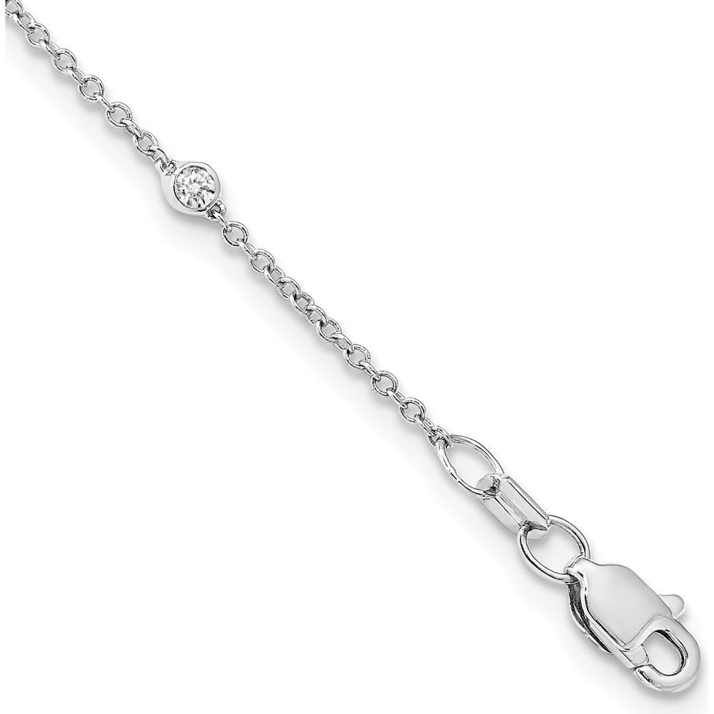 14K White Gold 16-Station Cable Chain Necklace with Bezel-Set Round Diamonds - 1/3 Carat Total Diamond Weight by Monteluci Fine Jewelry