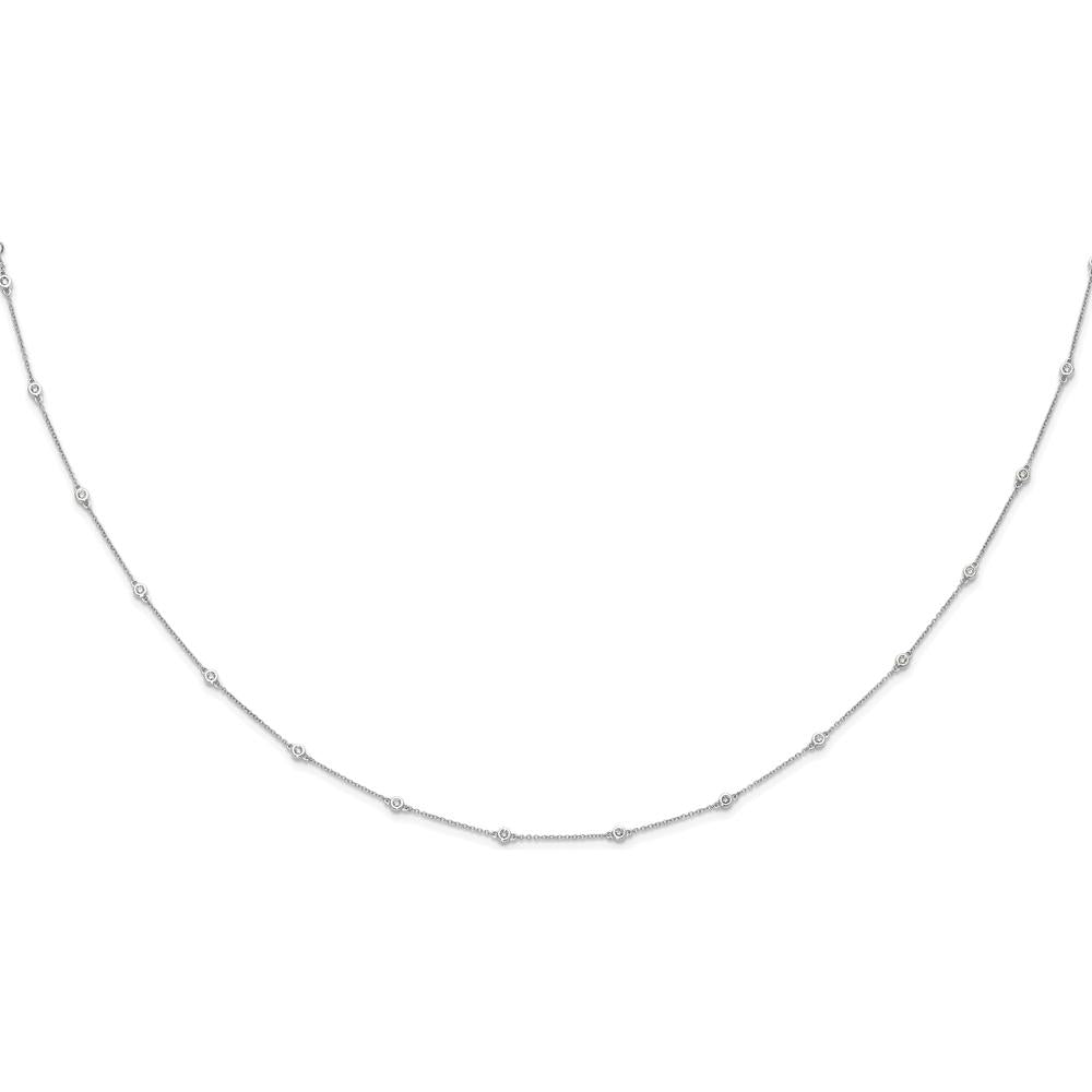 14K White Gold 16-Station Cable Chain Necklace with Bezel-Set Round Diamonds - 1/3 Carat Total Diamond Weight by Monteluci Fine Jewelry