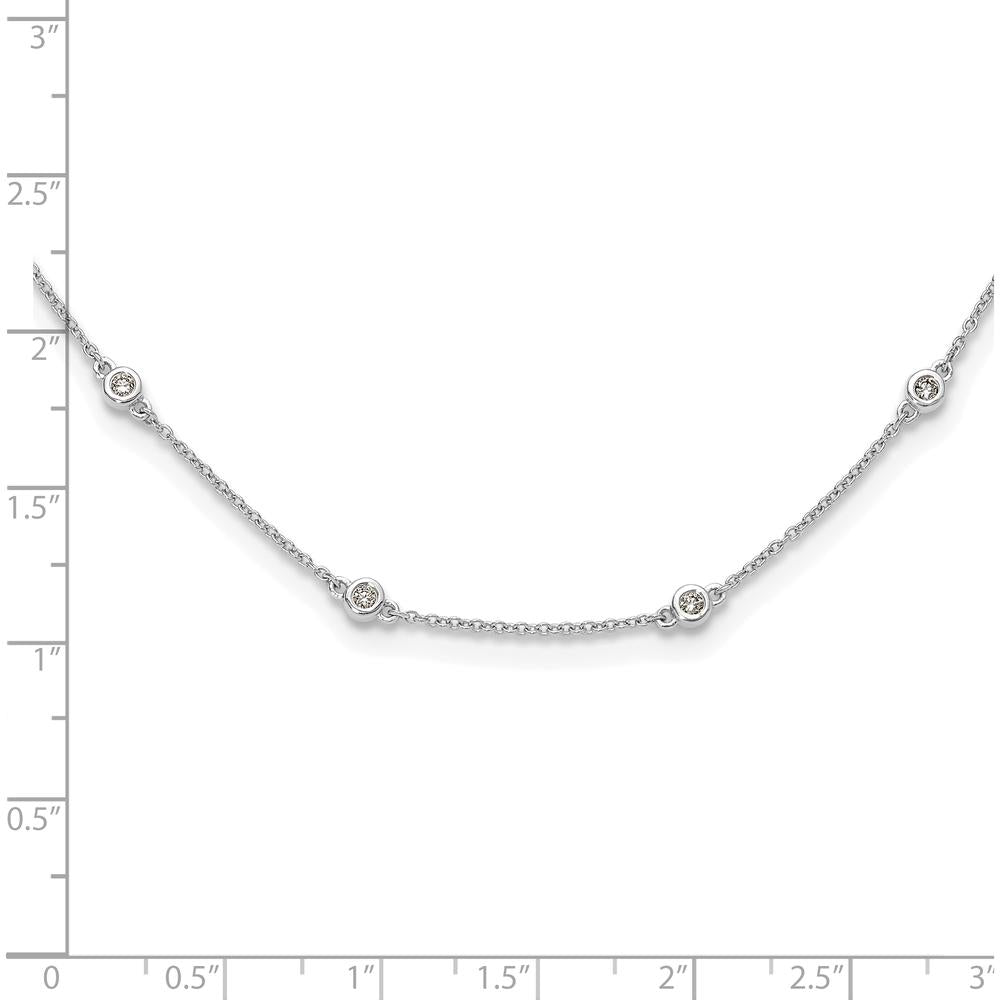 14K White Gold 16-Station Cable Chain Necklace with Bezel-Set Round Diamonds - 1/3 Carat Total Diamond Weight by Monteluci Fine Jewelry