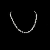 14K White Gold 16" Station Line Tennis Necklace with 94 Emerald Cut Lab Diamonds - 36.11 Carat Total Weight, E-F VS Clarity - Covaloro Fine Jewelry