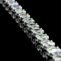 14K White Gold 16" Station Line Tennis Necklace with 94 Emerald Cut Lab Diamonds - 36.11 Carat Total Weight, E-F VS Clarity - Covaloro Fine Jewelry