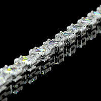 14K White Gold 16" Station Line Tennis Necklace with 94 Emerald Cut Lab Diamonds - 36.11 Carat Total Weight, E-F VS Clarity - Covaloro Fine Jewelry
