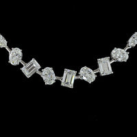 14K White Gold 16" Station Line Tennis Necklace with Mixed Shape Lab Diamonds (Emerald, Brilliant, Marquise) - 9.90 Carats Total Diamond Weight - Covaloro Fine Jewelry