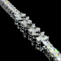 14K White Gold 16" Station Line Tennis Necklace with Mixed Shape Lab Diamonds (Emerald, Brilliant, Marquise) - 9.90 Carats Total Diamond Weight - Covaloro Fine Jewelry