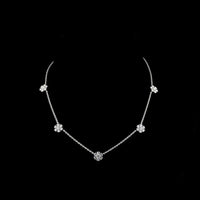 14K White Gold 16" Station Necklace with 35 Round Brilliant Lab Diamonds - 2.96 Carats Total Diamond Weight - Covaloro Fine Jewelry