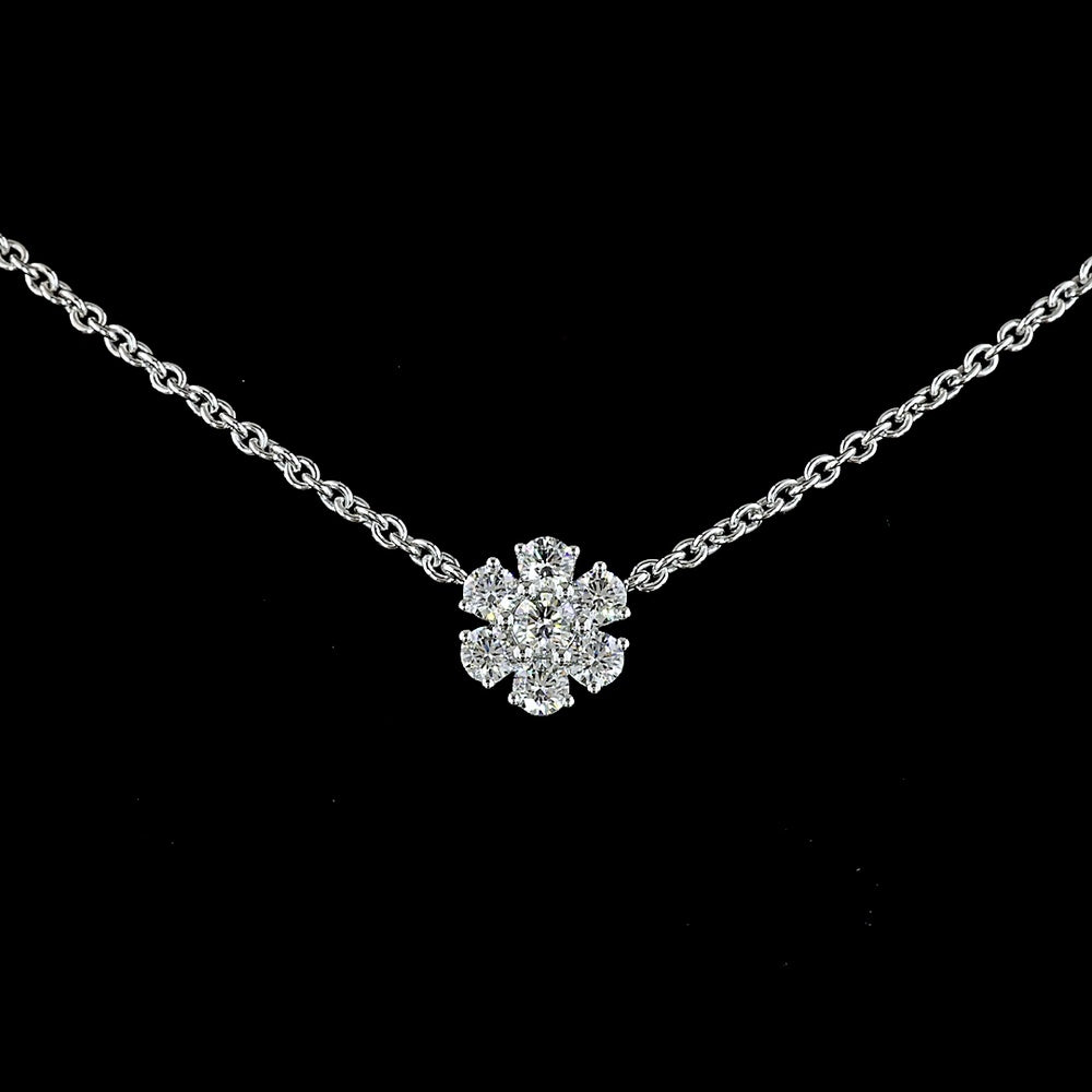 14K White Gold 16" Station Necklace with 35 Round Brilliant Lab Diamonds - 2.96 Carats Total Diamond Weight - Covaloro Fine Jewelry