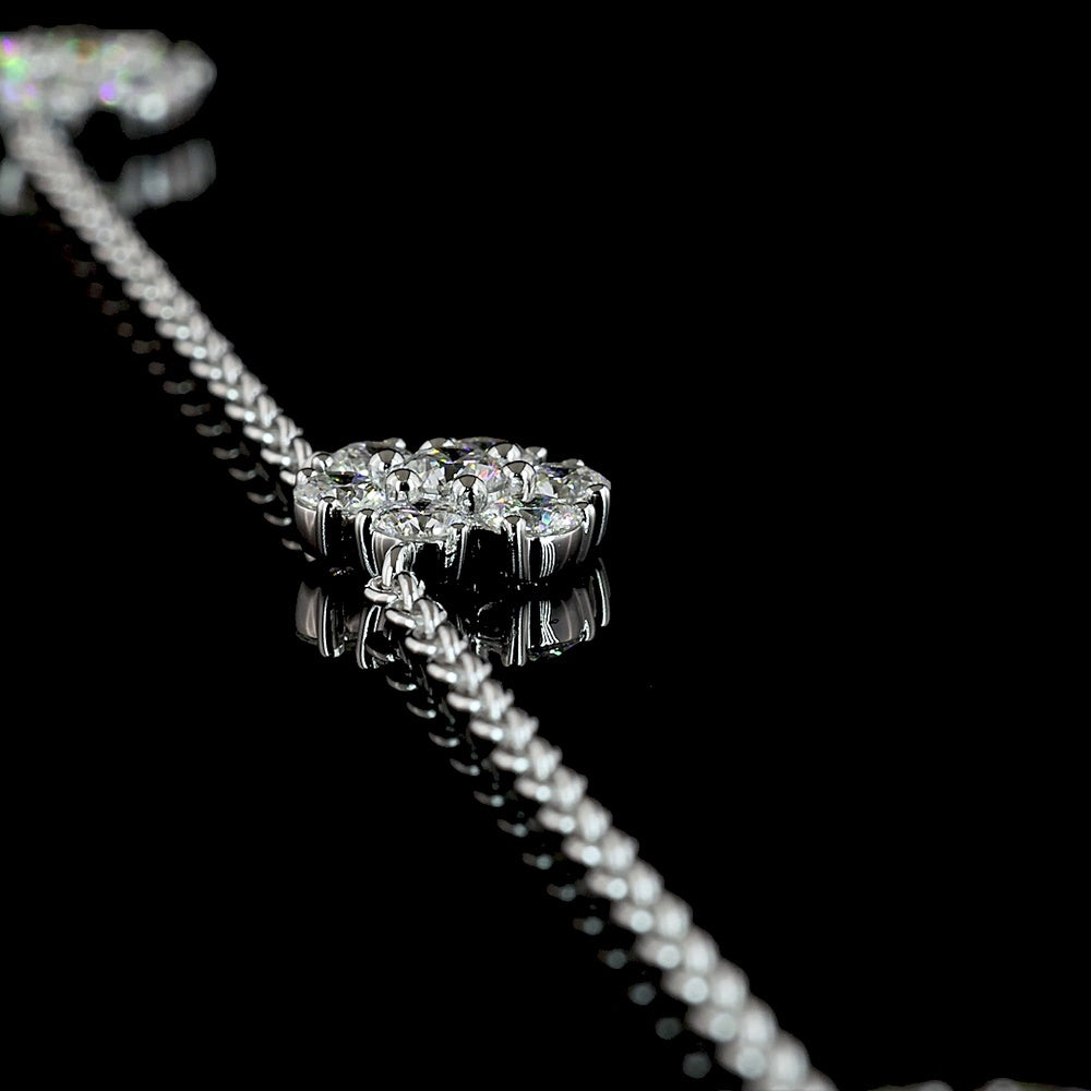14K White Gold 16" Station Necklace with 35 Round Brilliant Lab Diamonds - 2.96 Carats Total Diamond Weight - Covaloro Fine Jewelry