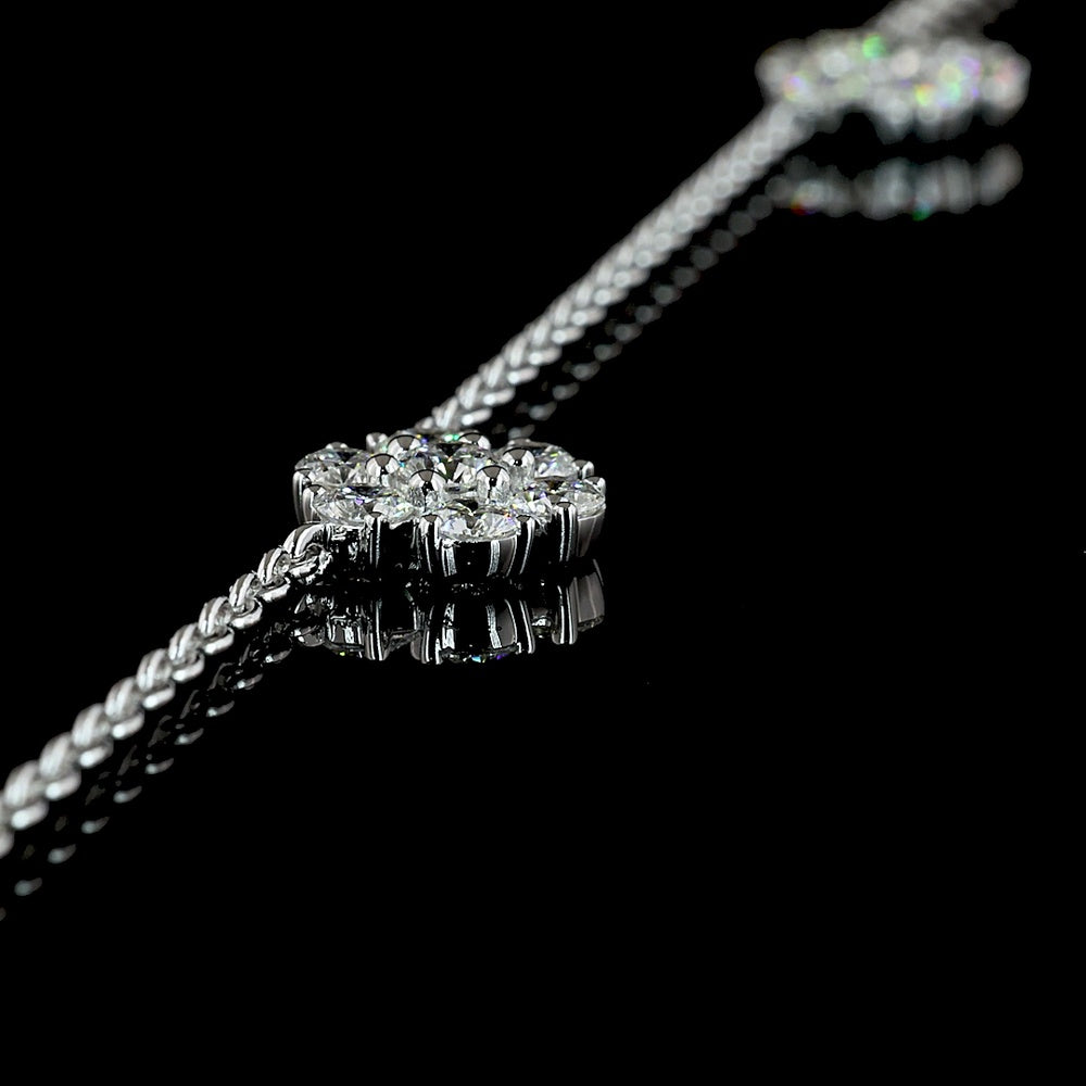 14K White Gold 16" Station Necklace with 35 Round Brilliant Lab Diamonds - 2.96 Carats Total Diamond Weight - Covaloro Fine Jewelry