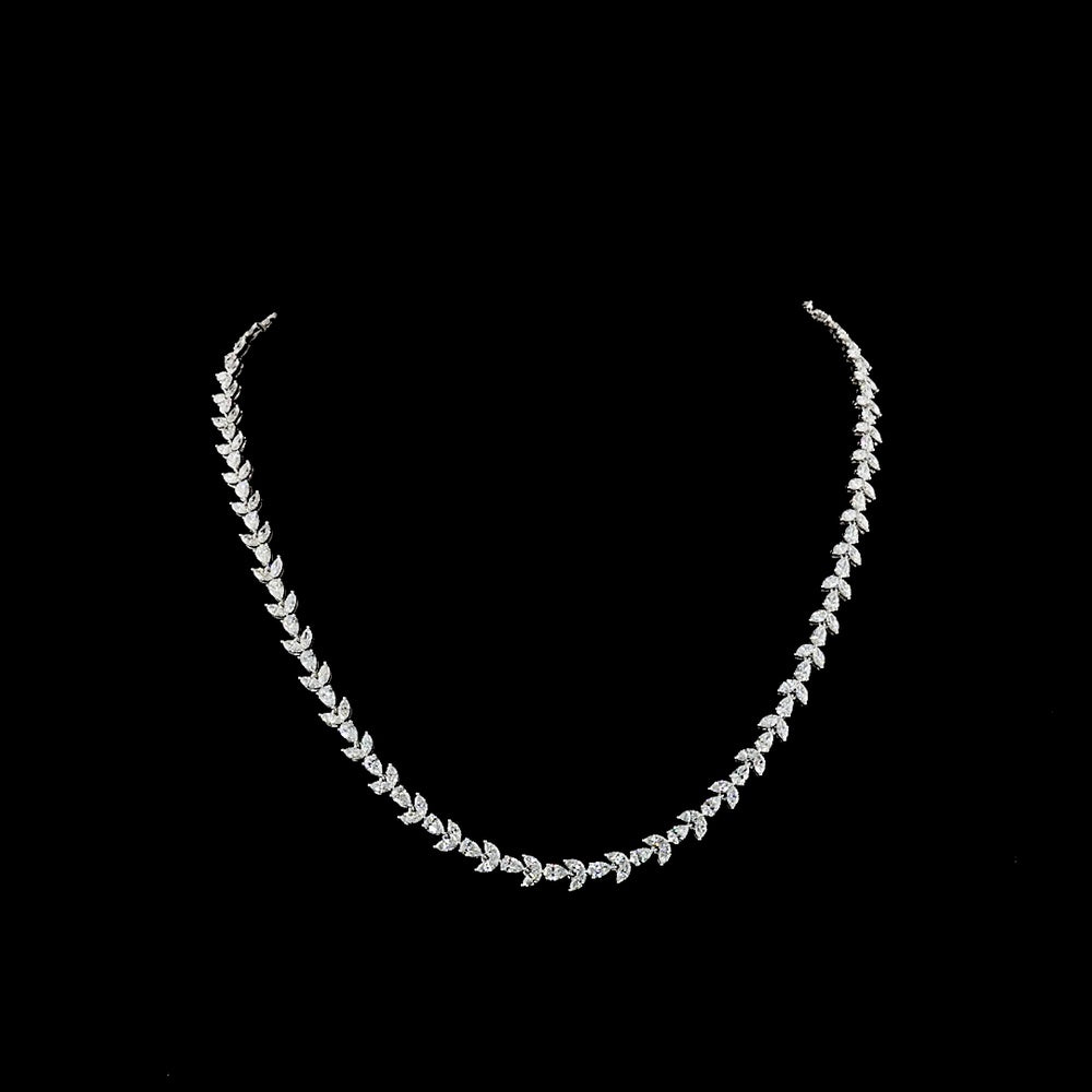 14K White Gold 16" Station Tennis Necklace with Alternating Marquise and Pear Lab Diamonds - 11.65 Carat Total Weight, E-F VS1 - Covaloro Fine Jewelry