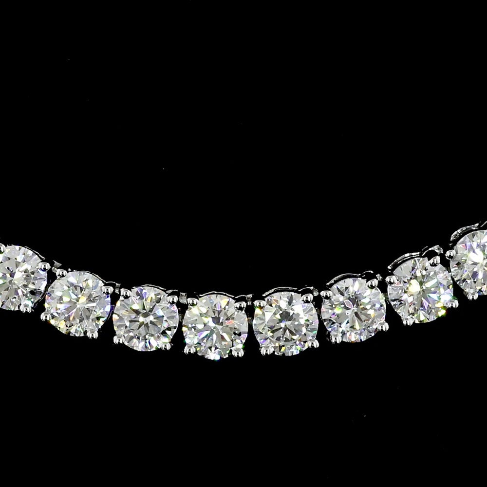 14K White Gold 16" Tennis Necklace with 137 Prong Set Round Lab Grown Diamonds - 14.69 Carat Total Weight, E-F Color, VS Clarity - Covaloro Fine Jewelry