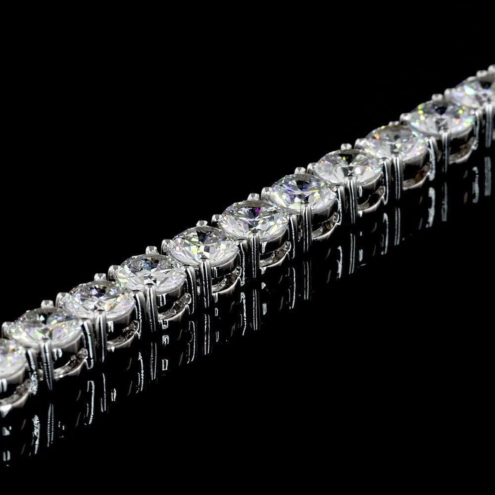 14K White Gold 16" Tennis Necklace with 137 Prong Set Round Lab Grown Diamonds - 14.69 Carat Total Weight, E-F Color, VS Clarity - Covaloro Fine Jewelry