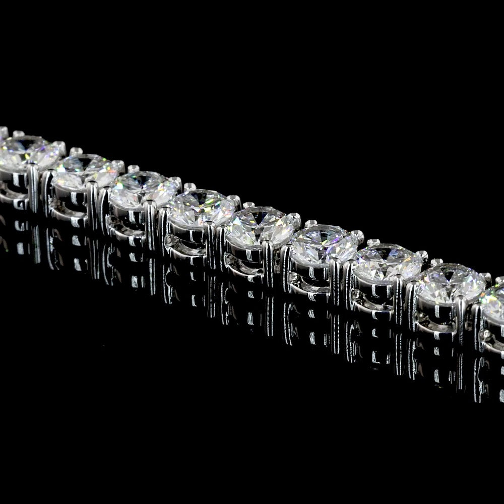 14K White Gold 16" Tennis Necklace with 137 Prong Set Round Lab Grown Diamonds - 14.69 Carat Total Weight, E-F Color, VS Clarity - Covaloro Fine Jewelry