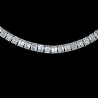 14K White Gold 16" Tennis Necklace with 142 Prong-Set Emerald Cut Lab Diamonds - 11.15 Carat Total Weight - Covaloro Fine Jewelry