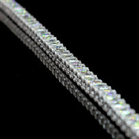14K White Gold 16" Tennis Necklace with 142 Prong-Set Emerald Cut Lab Diamonds - 11.15 Carat Total Weight - Covaloro Fine Jewelry