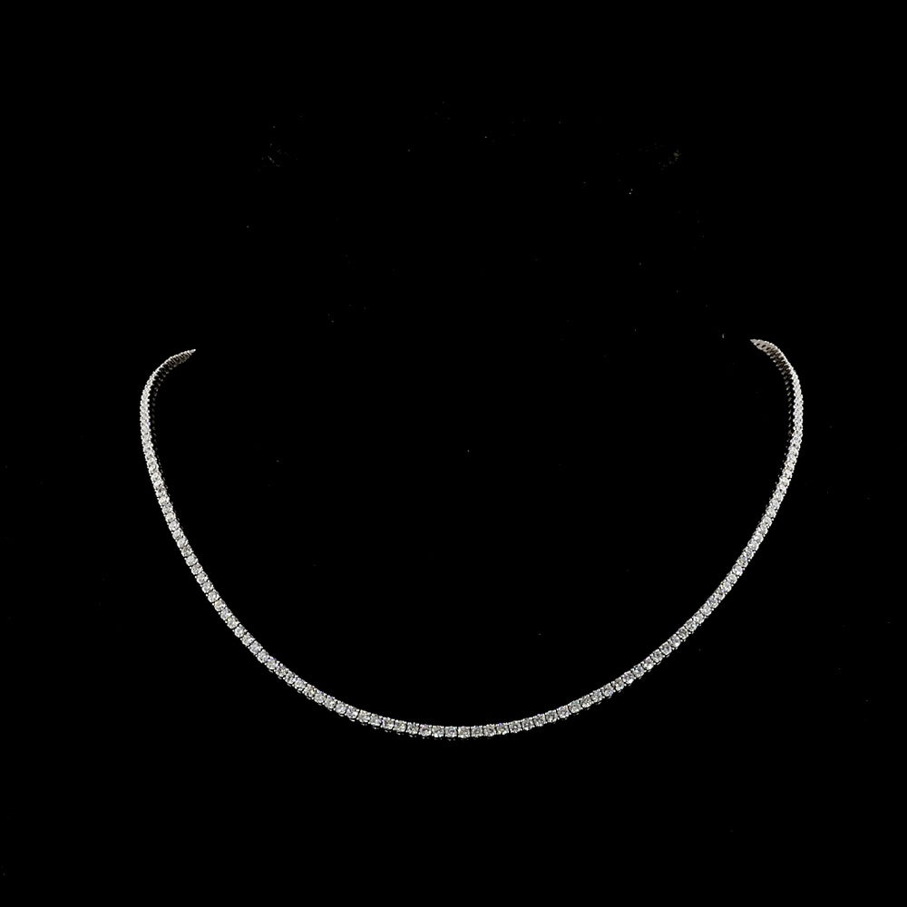 14K White Gold 16" Tennis Necklace with 180 Prong Set Round Lab Diamonds - 6.19 Carat Total Weight E-F VS - Covaloro Fine Jewelry