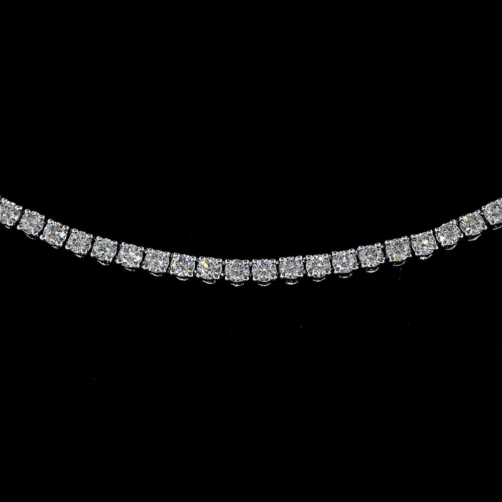 14K White Gold 16" Tennis Necklace with 180 Prong Set Round Lab Diamonds - 6.19 Carat Total Weight E-F VS - Covaloro Fine Jewelry