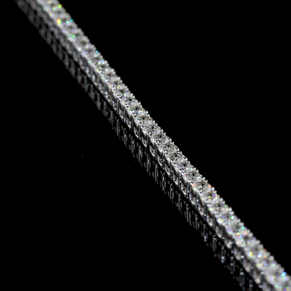 14K White Gold 16" Tennis Necklace with 180 Prong Set Round Lab Diamonds - 6.19 Carat Total Weight E-F VS - Covaloro Fine Jewelry