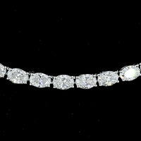 14K White Gold 16" Tennis Necklace with East-West Prong Set Oval Cut Lab Diamonds - 7.18 Carat Total Weight - Covaloro Fine Jewelry
