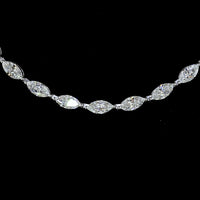 14K White Gold 16" Tennis Necklace with East-West Set Marquise Cut Lab Diamonds - 10.35 Carat Total Weight, E-F VS1 Clarity - Covaloro Fine Jewelry