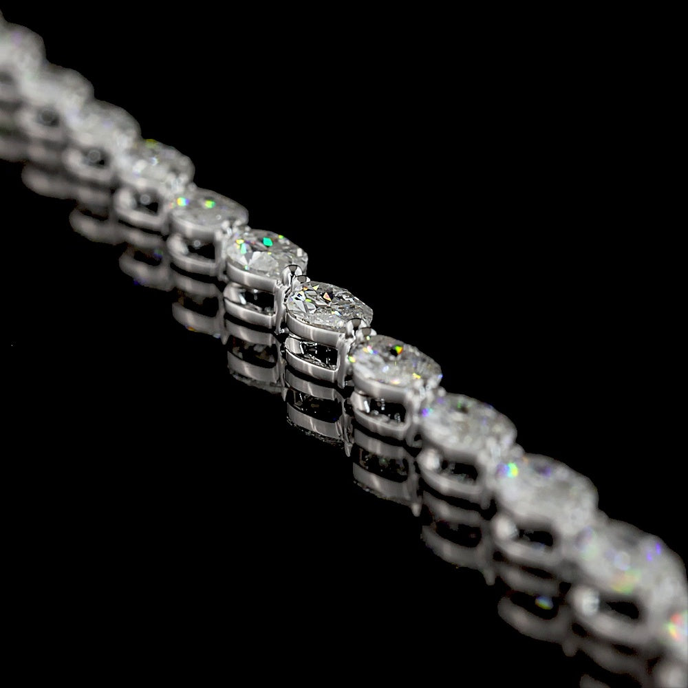 14K White Gold 16" Tennis Necklace with East-West Set Marquise Cut Lab Diamonds - 10.35 Carat Total Weight, E-F VS1 Clarity - Covaloro Fine Jewelry