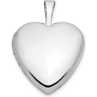 14K White Gold 16mm Heart Locket with Engravable Feature and Rhodium Plating by Monteluci Fine Jewelry