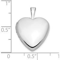 14K White Gold 16mm Heart Locket with Engravable Feature and Rhodium Plating by Monteluci Fine Jewelry