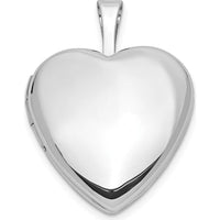 14K White Gold 16mm Heart Locket with Engravable Feature and Rhodium Plating by Monteluci Fine Jewelry