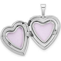 14K White Gold 16mm Heart Locket with Engravable Feature and Rhodium Plating by Monteluci Fine Jewelry
