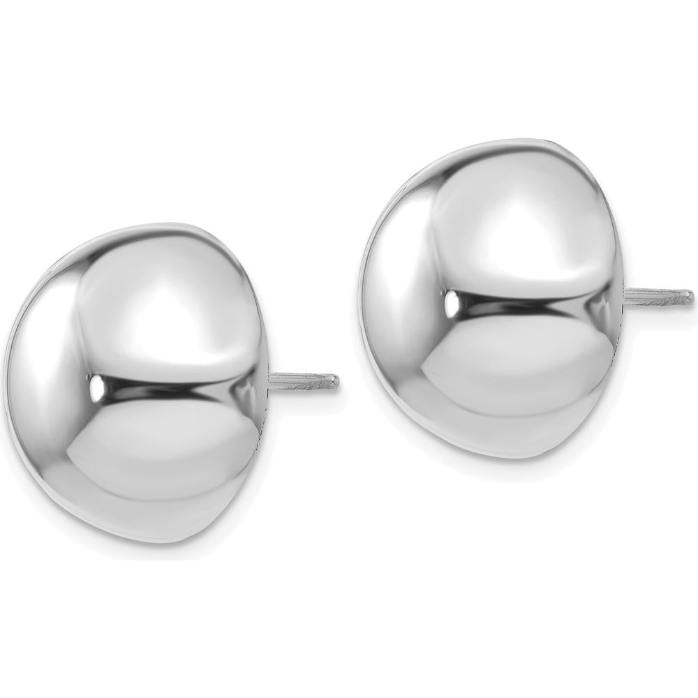 14K White Gold 16mm Polished Half Ball Button Post Earrings - Elegant and Lightweight Design by Oro Pregiato