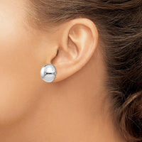 14K White Gold 16mm Polished Half Ball Button Post Earrings - Elegant and Lightweight Design by Oro Pregiato