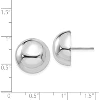 14K White Gold 16mm Polished Half Ball Button Post Earrings - Elegant and Lightweight Design by Oro Pregiato