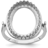 14K White Gold 16x12mm Oval Gemstone Ring Mounting with Rhodium Plating by Oro Pregiato