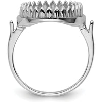14K White Gold 16x12mm Oval Gemstone Ring Mounting with Rhodium Plating by Oro Pregiato