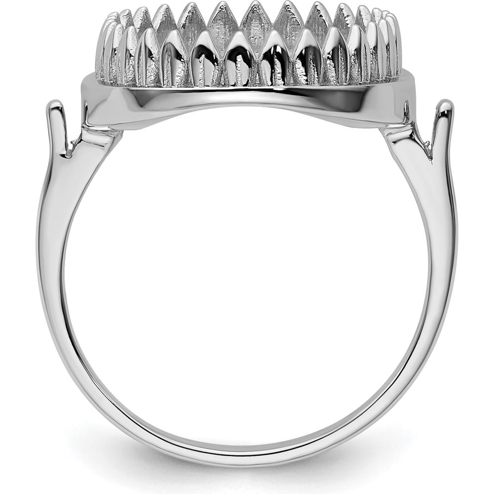 14K White Gold 16x12mm Oval Gemstone Ring Mounting with Rhodium Plating by Oro Pregiato