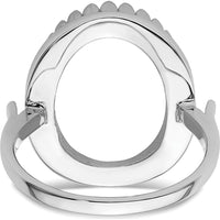 14K White Gold 16x12mm Oval Gemstone Ring Mounting with Rhodium Plating by Oro Pregiato