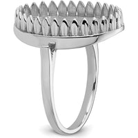 14K White Gold 16x12mm Oval Gemstone Ring Mounting with Rhodium Plating by Oro Pregiato