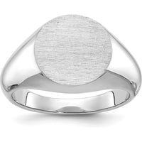14K White Gold 16x14mm Men's Round Signet Ring - Timeless Elegant Design by IBGoodman