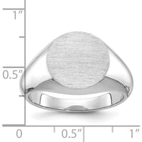14K White Gold 16x14mm Men's Round Signet Ring - Timeless Elegant Design by IBGoodman